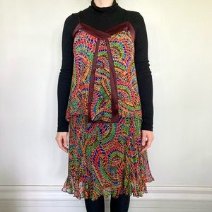 Diane Von Furstenberg 100% silk patterned tank top and skirt set. ❤️